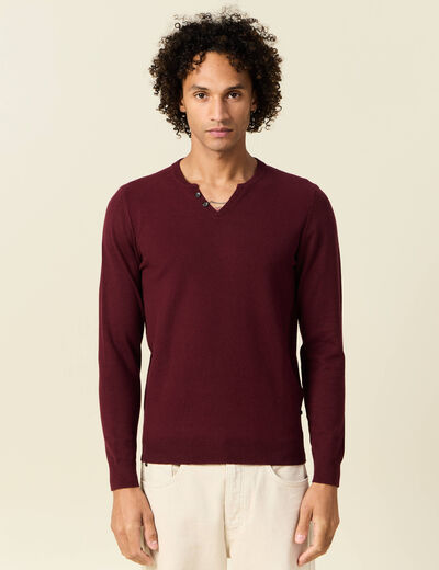 Pull manches longues rouge foncé homme