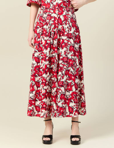 Jupe longue évasée rouge femme