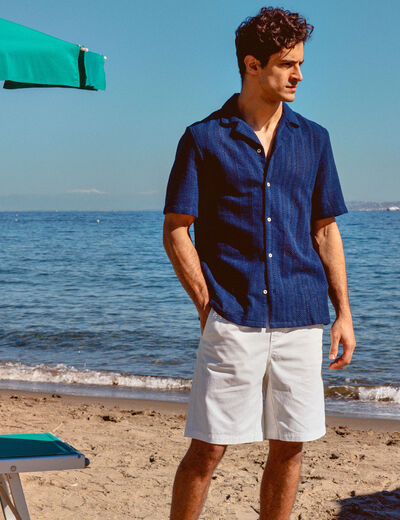 Chemise manches courtes bleu marine homme