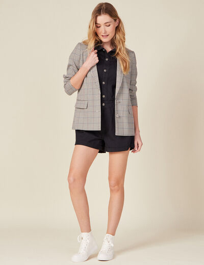 Combishort boutonnée noir femme