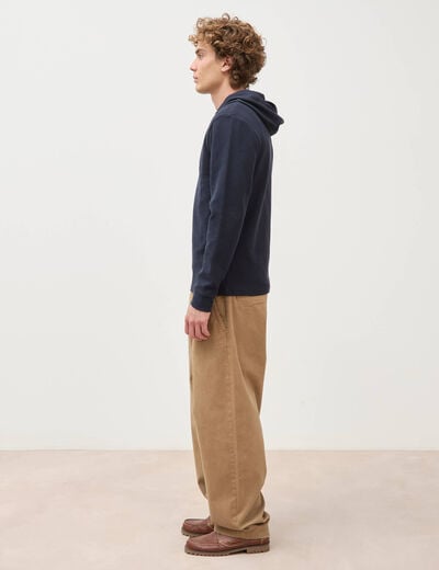 T-shirt &agrave; capuche bleu marine homme