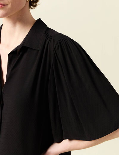 Chemise manches courtes noir femme