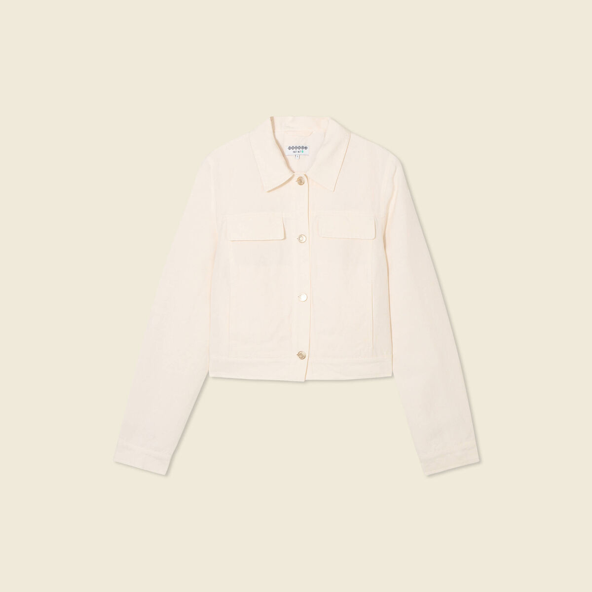 Veste courte boutonn&eacute;e ecru femme