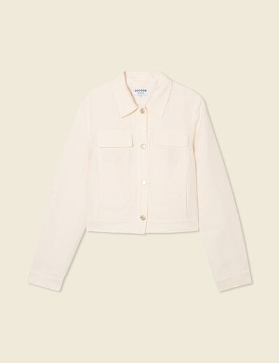 Veste courte boutonnée ecru femme