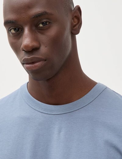 T-shirt en coton manches courtes bleu gris homme