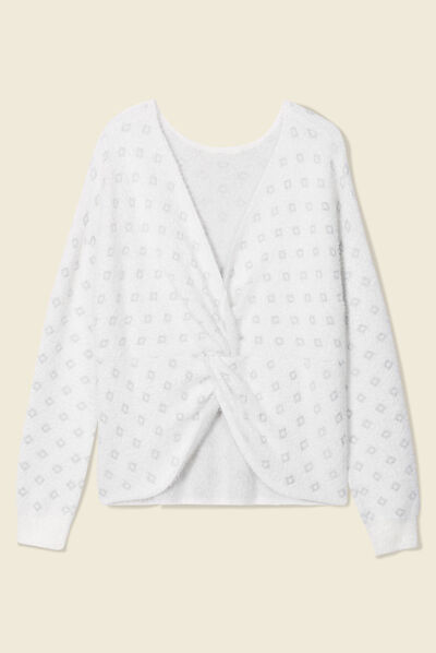Pull manches longues ecru femme