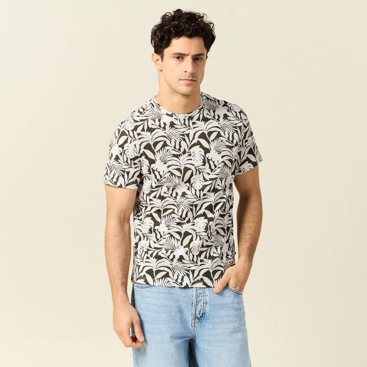 T-shirt manches courtes vert kaki homme