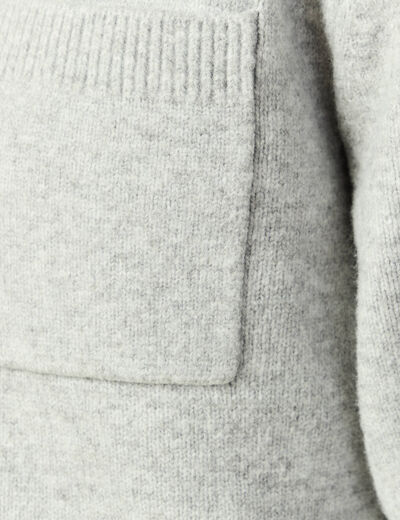 Pull manches longues col polo zipp&eacute; gris homme