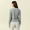Polo manches longues avec c&oelig;ur brod&eacute; gris clair femme