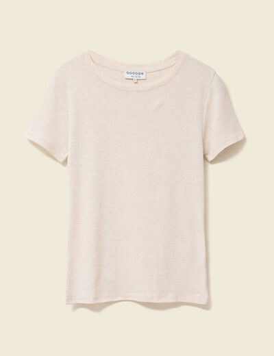 Short cintré manches courtes col rond beige femme