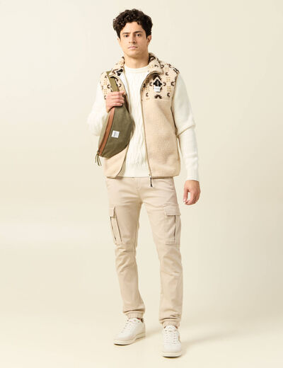 Pantalon battle bas resserr&eacute; beige homme