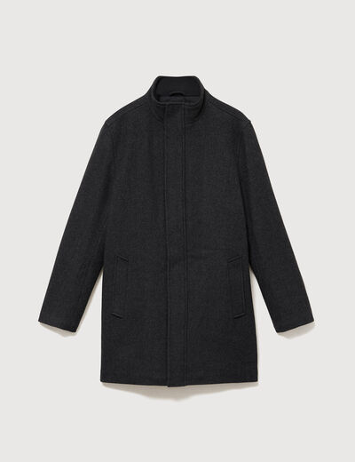 Pardessus droit long col montant noir homme