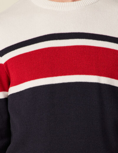 Pull manches longues bleu marine homme
