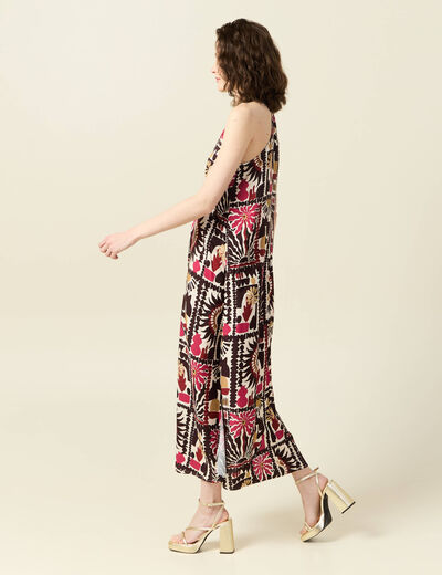 Robe longue droite creme femme