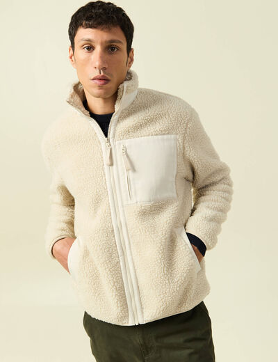 Sweat effet polaire manches longues sable homme