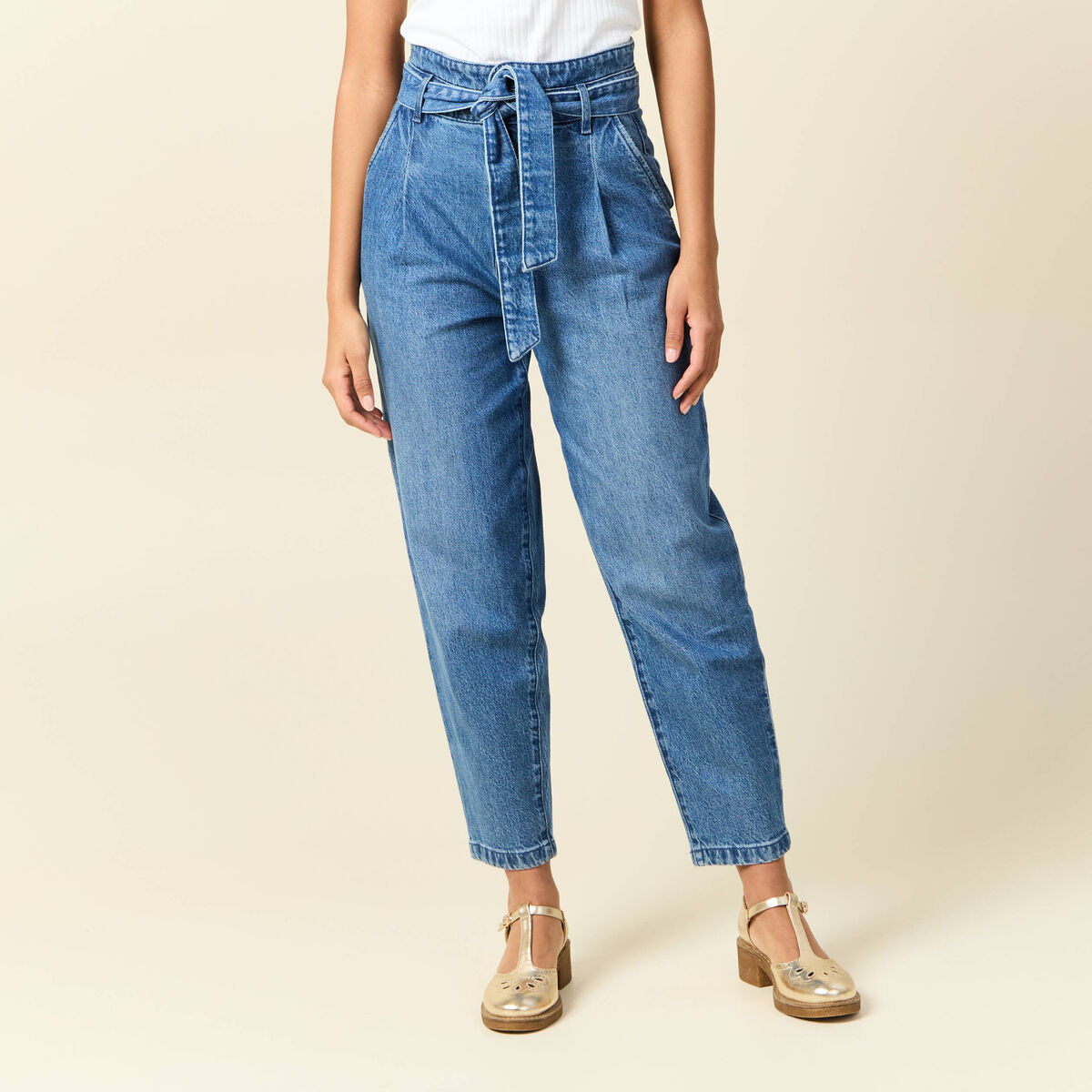 Jean BONOBO Femme Marron - Taille 38 - Coton - Occasion Très Bon état