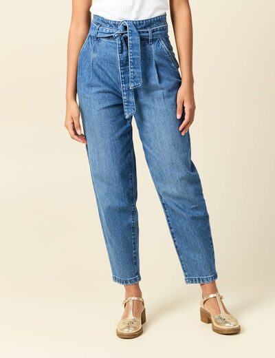 Jeans slouchy taille haute denim stone femme
