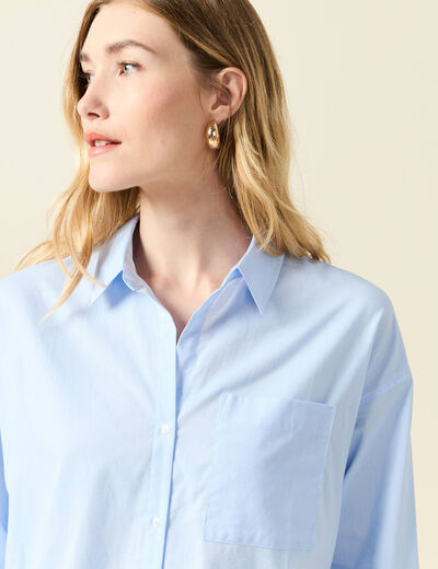 Chemise manches longues bleu ciel femme
