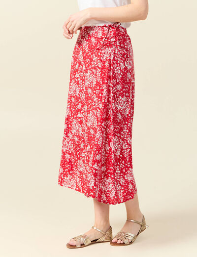 Jupe longue portefeuille rouge femme
