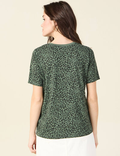 T-shirt manches courtes vert kaki femme