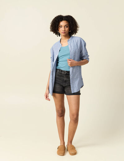 Débardeur femme uni col arrondi Instinct bleu gris femme