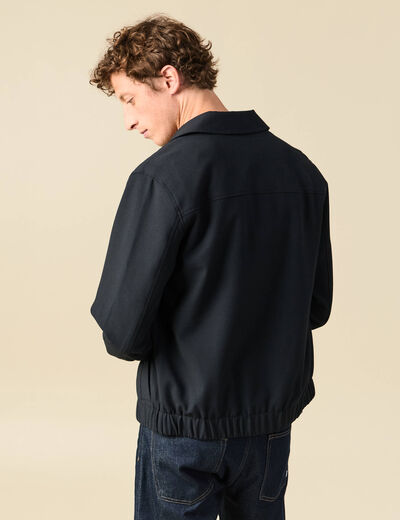 Blouson manches longues col classique bleu marine homme