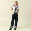 Jeans wide large taille haute denim brut rinse femme