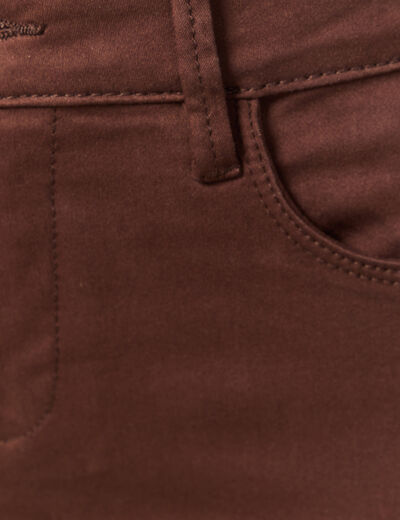 Pantalon skinny push-up taille standard marron fonc&eacute; femme