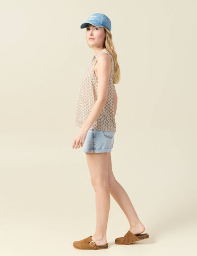 Blouse sans manches blanc femme