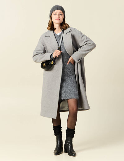 Robe pull droite avec boutons gris clair femme