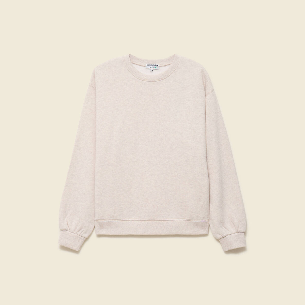 Sweat droit manches longues beige femme