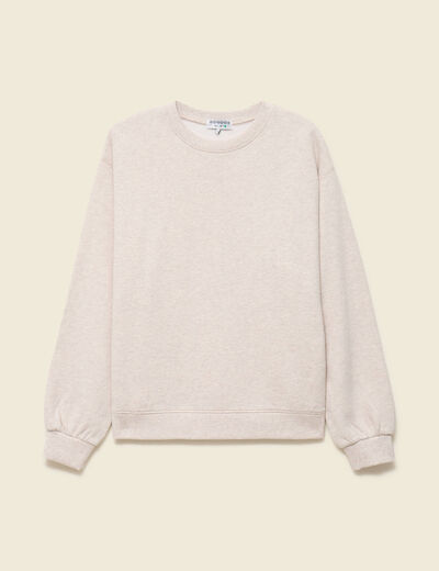 Sweat droit manches longues beige femme