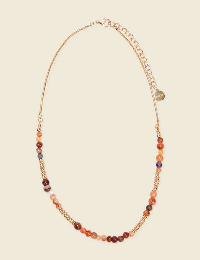 Collier avec perles orange foncé femme