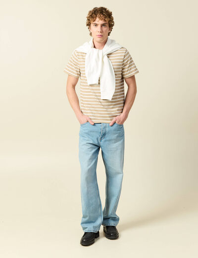 T-shirt en coton manches courtes beige homme