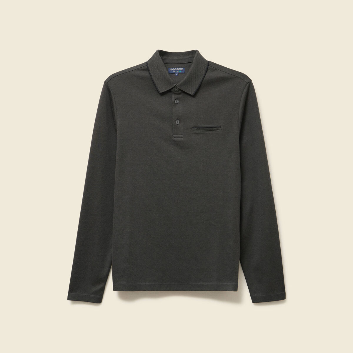 Polo cintr&eacute; manches longues noir homme