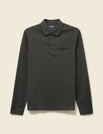 Polo cintr&eacute; manches longues noir homme