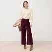 Pantalon large taille haute en velours prune femme