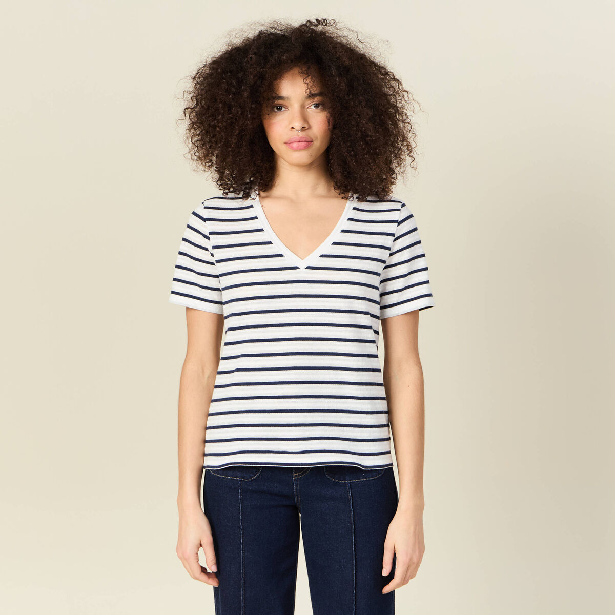 T-shirt manches courtes ecru femme