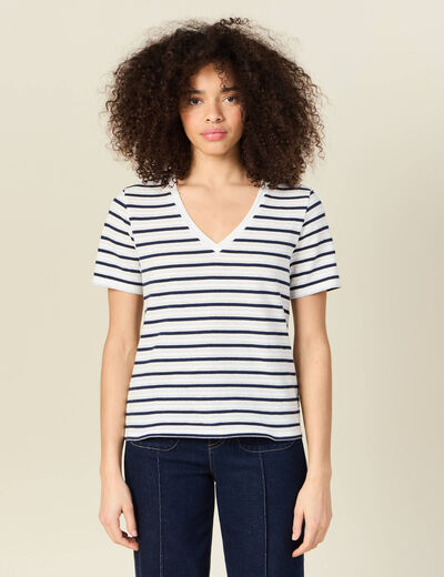 T-shirt manches courtes ecru femme