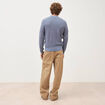 Pull droit col polo manches longues bleu gris homme