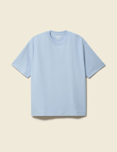 T-shirt ample col rond manches courtes bleu ciel homme