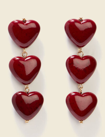 Boucles d'oreilles rouge fonc&eacute; femme