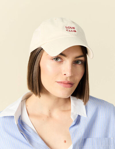 Casquette brodée creme femme