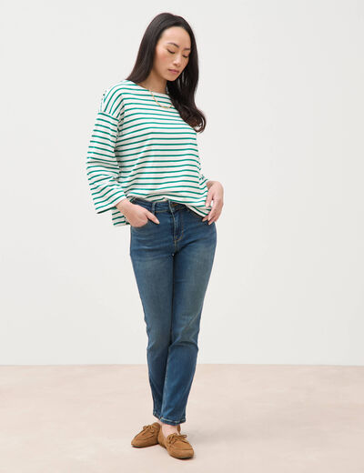 Jeans regular 7/8&egrave;me denim stone femme