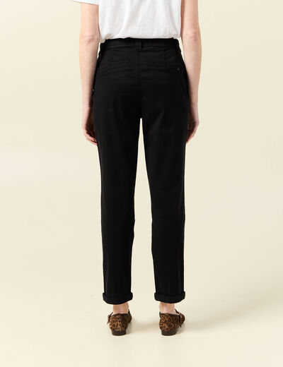 Pantalon chino cigarette noir femme