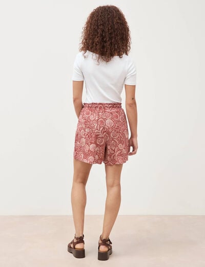Short taille haute marron cognac femme