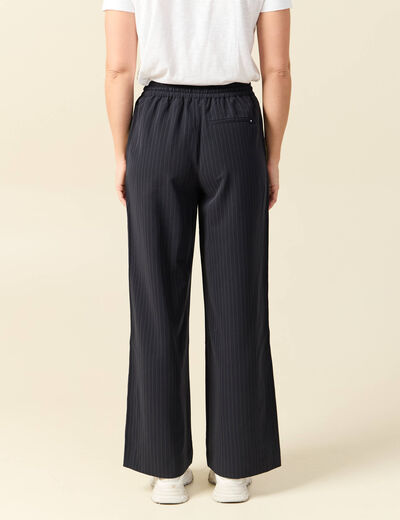 Pantalon taille haute bleu marine femme