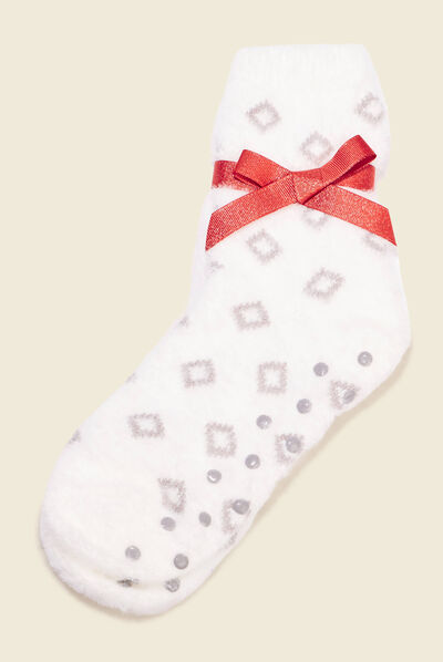 Chaussettes d'intérieur ecru femme