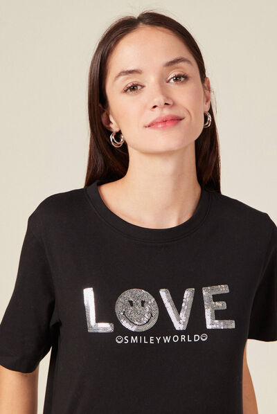 T-shirt SmileyWorld noir femme