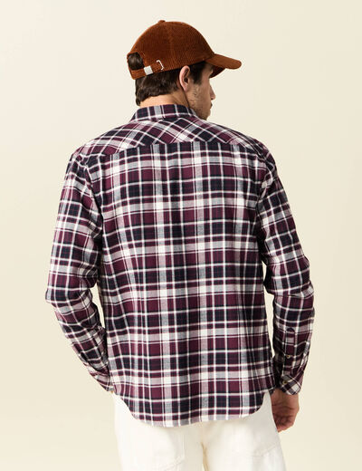 Chemise manches longues prune homme